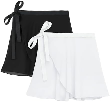 2-Pack Ballet Skirt Women and Adults Adjustable Wrap Waist Chiffon