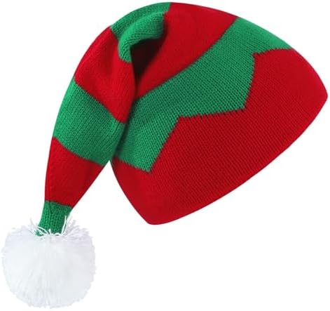 2025 Unisex Funny Christmas Hats Adults Santa Hat Women Men Knit Christmas Beanie with Pom Santa Cute Beanie Stripe Red Santa Hats
