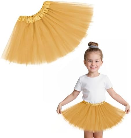 4-Layer Gold Tutu for Girls Toddler Kids Ages 2-8 Halloween