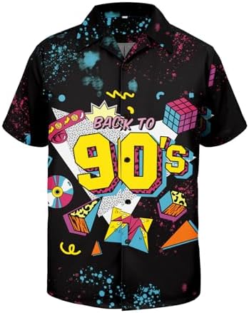 90s Outfit for Men, Neon Retro Funny Rave Disco Party Shirt, 90s
