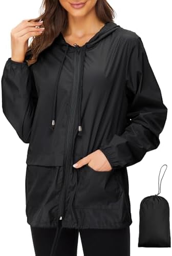 Lightweight Windbreaker Jacket Women Packable Rain Jacket