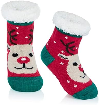 Christmas Fuzzy Socks for Kids and Toddlers With Grippers