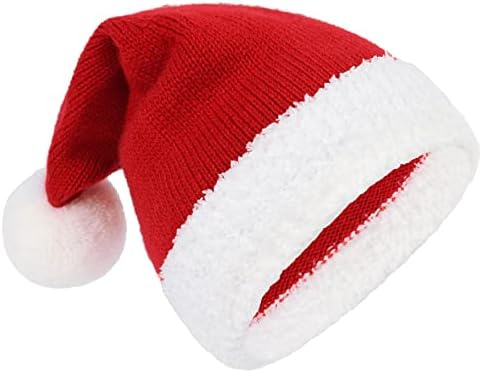 Unisex Baby Santa Hat Warm Cotton Baby Christmas Hat Kitted Small Santa Hats Xmas Toddler Winter Hat Stocking Infant Santa Hat Slouchy Red Baby Beanie Christmas