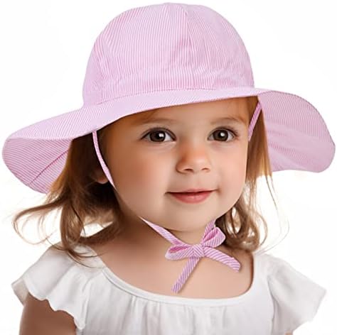 UPF 50+ Infant Sun Hats 0-3 Months Wide Brim Newborn Bucket Hat