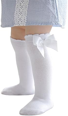 Baby Girl Knee High Socks 12-18 Months White Baby Girl Long Socks