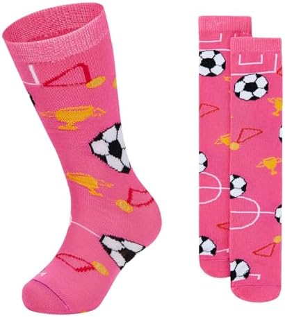 Toddler Soccer Socks Athletic Uniform Stockings Pink Soccer Print