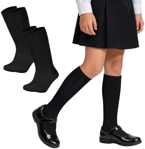 2 Pack Black Kids Soccer Socks Boys Girls Knee High Socks