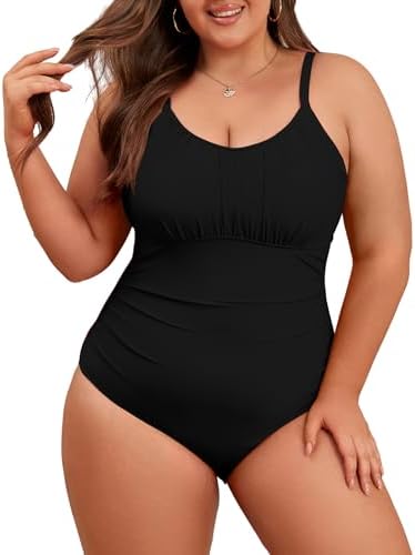 Women's Plus Size One Piece Swimsuits Tummy Control Shapewear Bathing Suits Ruched Slimming Bathing Suits Vintage Swimwear
