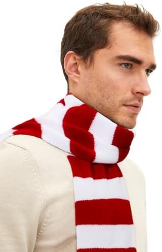 Red and White Striped Scarf for Men Candy Cane Scarf