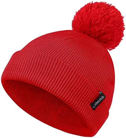Baby Beanie Winter Hat Toddler Double Layer Kids Knit Cap for Boys Girls Pom Pom Infant