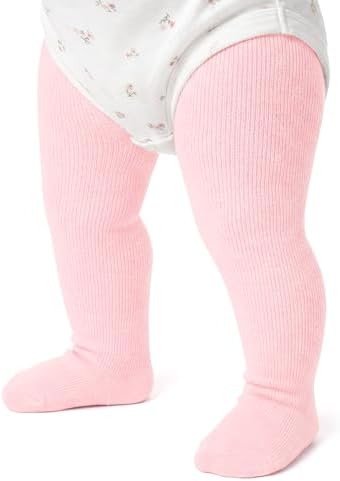 Cable Knit Baby Tights Seamless Warm Cotton Leggings Pink 0-3 Months
