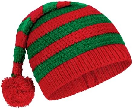 Christmas Hats for Women Men Santa Hats Adult Knitted Christmas Beanie Hat Xmas Party Hat Funny Christmas Hat with Pom Pom Santa Hat Christmas Accessories for Women