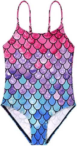 Girls Bathing Suit 4-5T, Mermaid One-Piece, Adjustable Straps