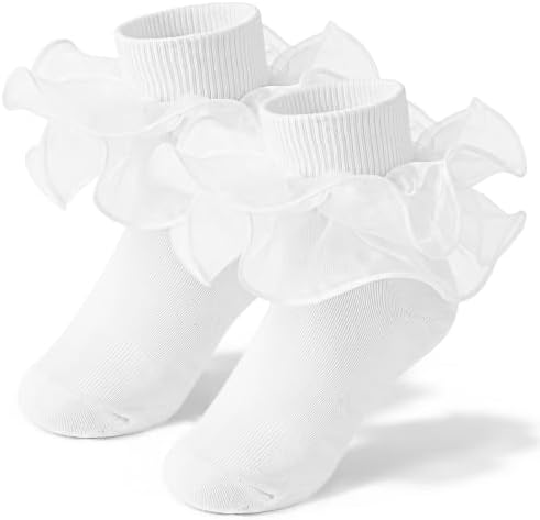 Girls Ruffle Socks 4-6 Years Kids Lace Frilly Dress Tutu Socks