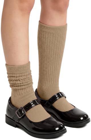 Girls Scrunch Knee High Socks School Uniform Slouch Sock