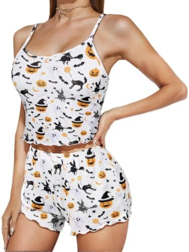 Halloween Cotton Pajamas for Women Set Pjs Cami Top and Short