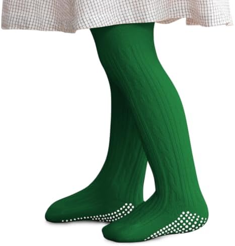 Infant Tights 6-12 Months Non Slip Cable Knit Black Stockings