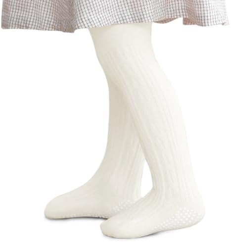 Infant Tights 6-12 Months Non Slip Cable Knit White Stockings