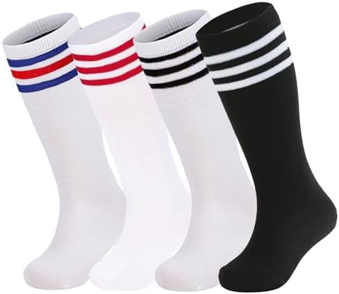 Kid Soccer Socks Baseball Uniform Stockings Black/White/Red-Blue L