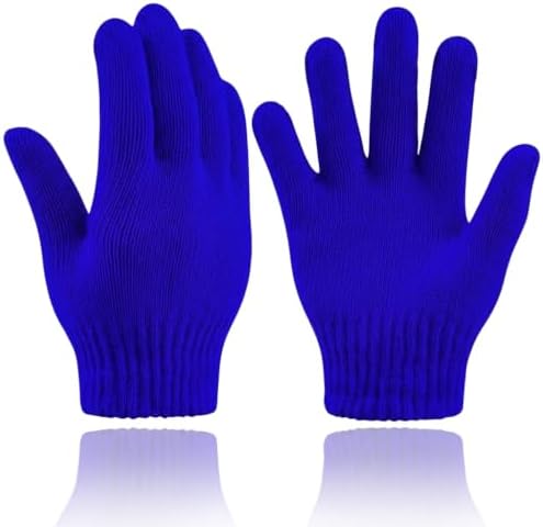 Kids Blue Winter Gloves Soft Stretch Full-Finger Warm Knit Ages 5-7
