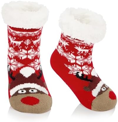 Kids Christmas Socks Kids Fuzzy Socks Kids Slipper Socks for Kids Toddler Winter Socks Toddler Girl Socks Baby Christmas Socks Girls Fuzzy Socks Boys Fuzzy Socks Hat Elk, Hat Elk