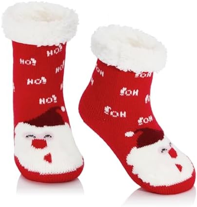 Kids Christmas Socks Kids Fuzzy Socks Kids Slipper Socks for Kids Toddler Winter Socks Toddler Girl Socks Baby Christmas Socks Girls Fuzzy Socks Boys Fuzzy Socks Red Santa Claus