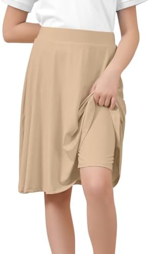 Knee Length Skorts for Girls A Line Uniform Skirt with Shorts