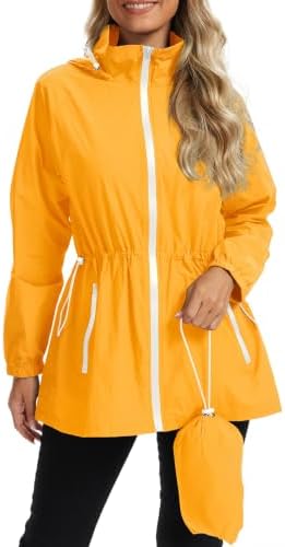 Lightweight Yellow Raincoat Waterproof Yellow Rain Jacket Women