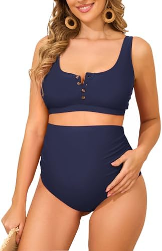 Maternity Swimsuit High Waist Bikini Bathing Suits for Women