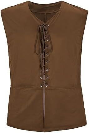 Mens Brown Vest Viking Medieval Renaissance Pirate Costume