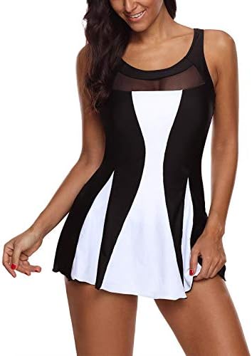 Plus Size One Piece Modest Swim Dress Skirted Swimsuits Tummy Control