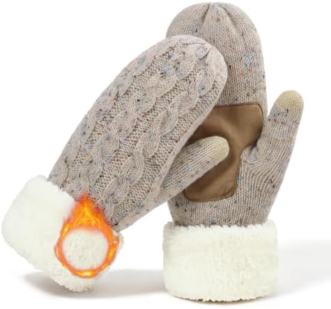 Warm Winter Women's Mittens Adult Wool Knit Gloves Cold Weather