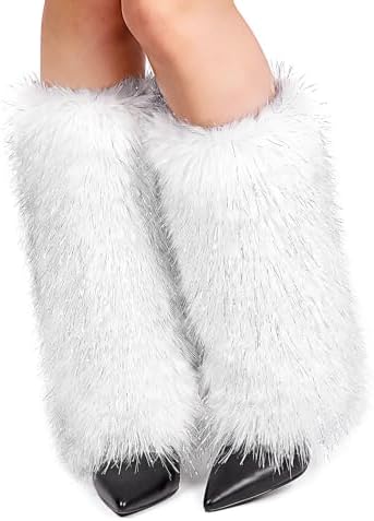Women's Faux Fur White Leg Warmers