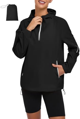 Womens Rain Jacket with Hood Packable Pullover Raincoat
