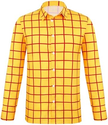 Yellow Plaid Button Down Shirts for Men